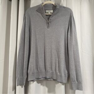 Hawker Rye Mens Quarter Zip Sweater Light Grey Cotton Cashmere MGS10256 GY112 M